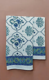 Hand Block Printed Honey Comb Cotton Hand Towel- Set of 2