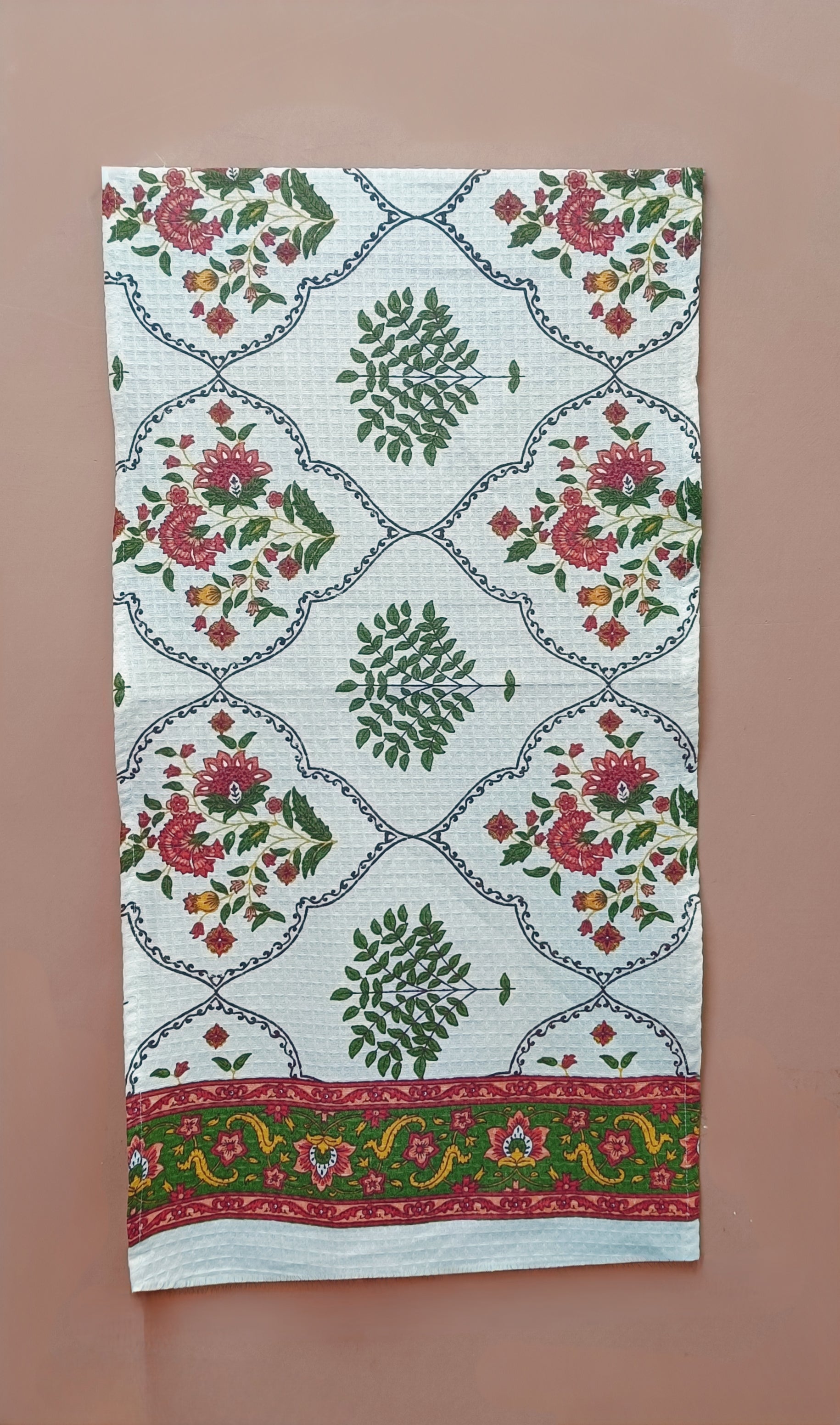 Hand Block Printed Honey Comb Cotton Hand Towel- Set of 2