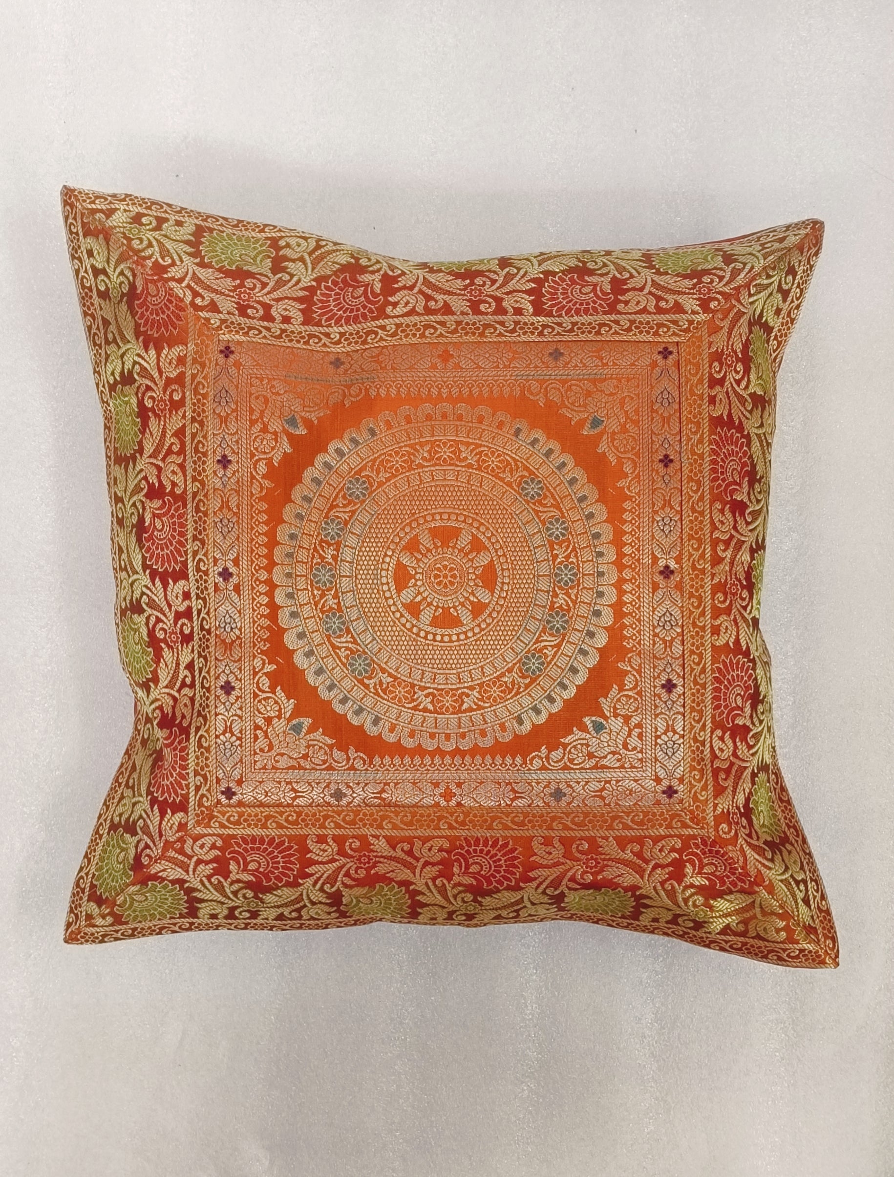 Set of 2 Banarasi Zari Cushion Cover - 16X16 Inches