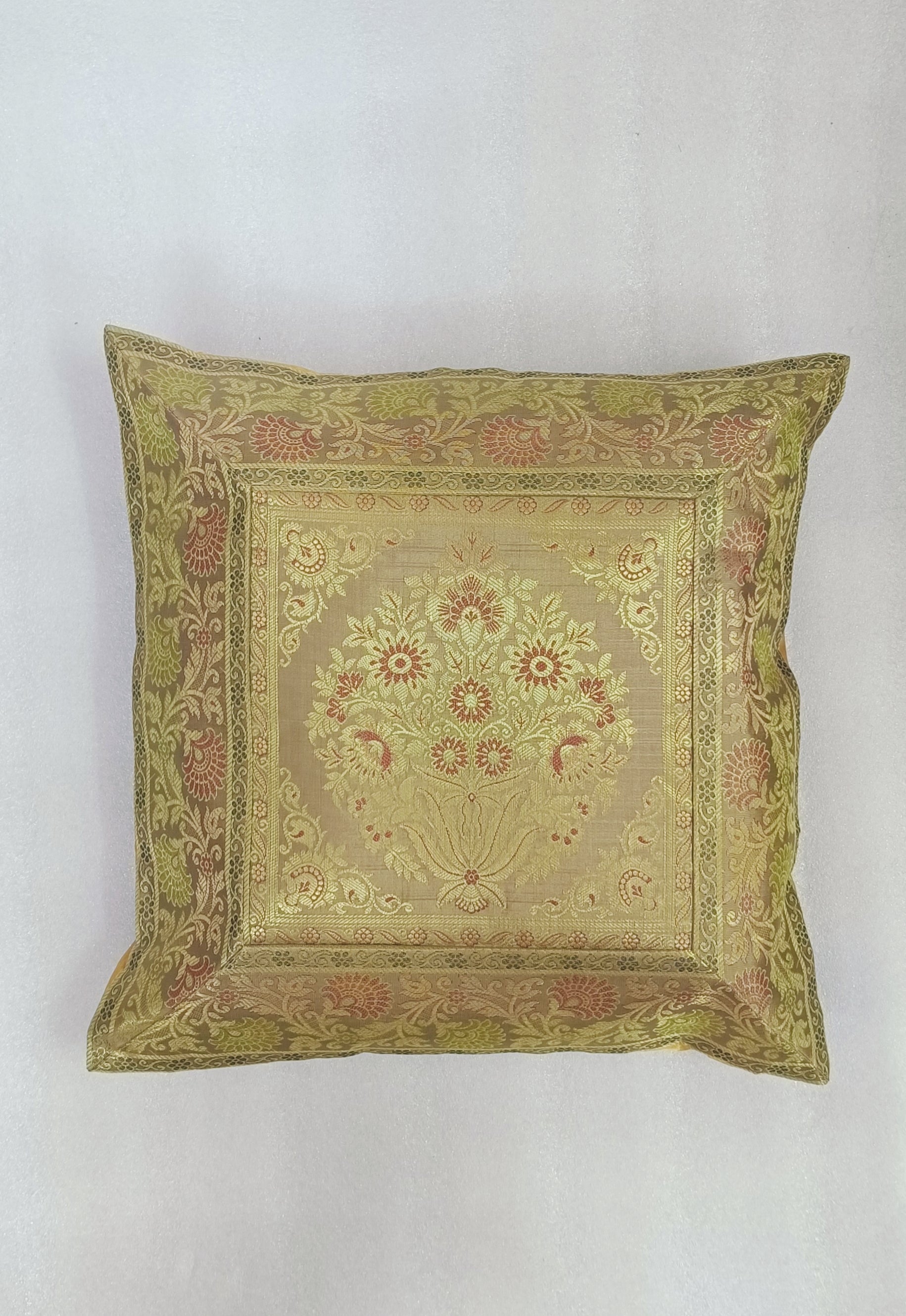 Set of 2 Banarasi Zari Cushion Cover - 16X16 Inches