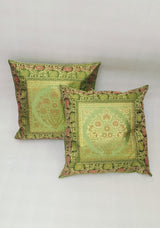 Set of 2 Banarasi Zari Cushion Cover - 16X16 Inches