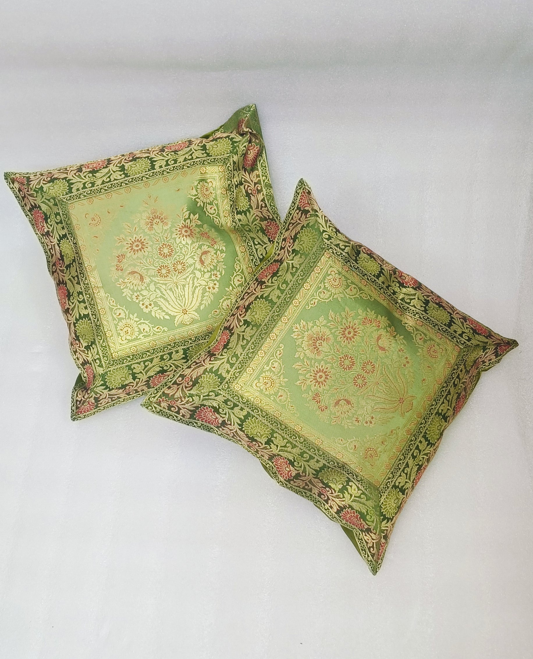 Set of 2 Banarasi Zari Cushion Cover - 16X16 Inches