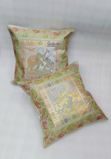 Set of 2 Banarasi Zari Cushion Cover - 16X16 Inches