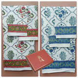 His & Her Towel Gift Set - Handblock Printed Towels - 2 Bath + 4 Hand Towels in 2 designs