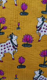 Handblock Printed Quilted Tote Bag without zip/button 17x18x 6 inches
