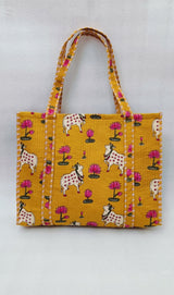 Handblock Printed Quilted Tote Bag without zip/button 17x18x 6 inches