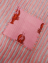 Handblock Printed Cotton Tote Bag with Unique Moon-Shaped Handle- 14x14x6 inches