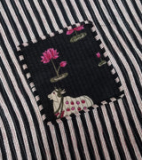Handblock Printed Cotton Tote Bag with Unique Moon-Shaped Handle- 14x14x6 inches