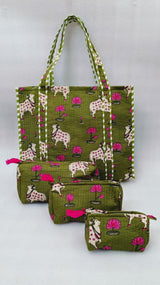 Tote Bag with set of 3 Pouches