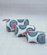 Set of 3 cosmetic bag/pouches with waterproof lining
