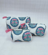 Set of 3 cosmetic bag/pouches with waterproof lining