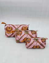 Set of 3 cosmetic bag/pouches with waterproof lining
