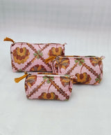 Set of 3 cosmetic bag/pouches with waterproof lining