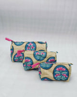 Set of 3 cosmetic bag/pouches with waterproof lining
