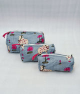 Set of 3 cosmetic bag/pouches with waterproof lining