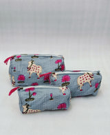 Set of 3 cosmetic bag/pouches with waterproof lining