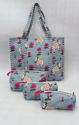 Tote Bag with set of 3 Pouches
