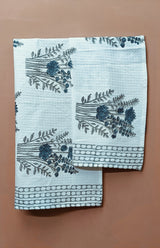 Hand Block Printed Honey Comb Cotton Hand Towel- Set of 2