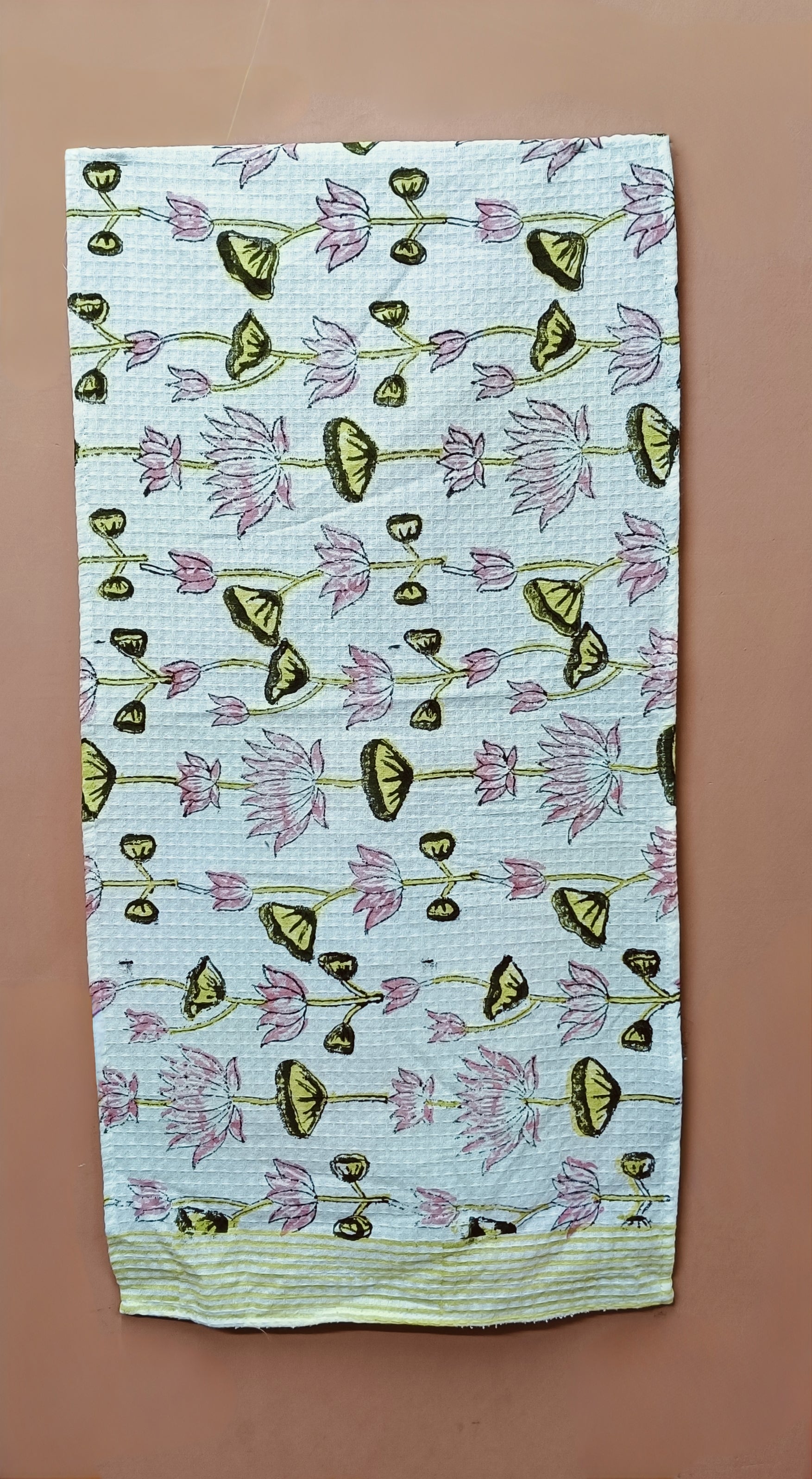 Hand Block Printed Honey Comb Cotton Hand Towel- Set of 2