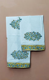 Hand Block Printed Honey Comb Cotton Hand Towel- Set of 2