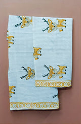 Hand Block Printed Honey Comb Cotton Hand Towel- Set of 2