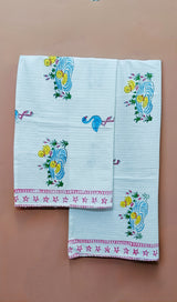 Hand Block Printed Honey Comb Cotton Hand Towel- Set of 2