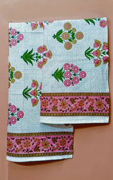 Gift Set - Handblock Printed Towels - 1 Bath + 2 Hand Towels