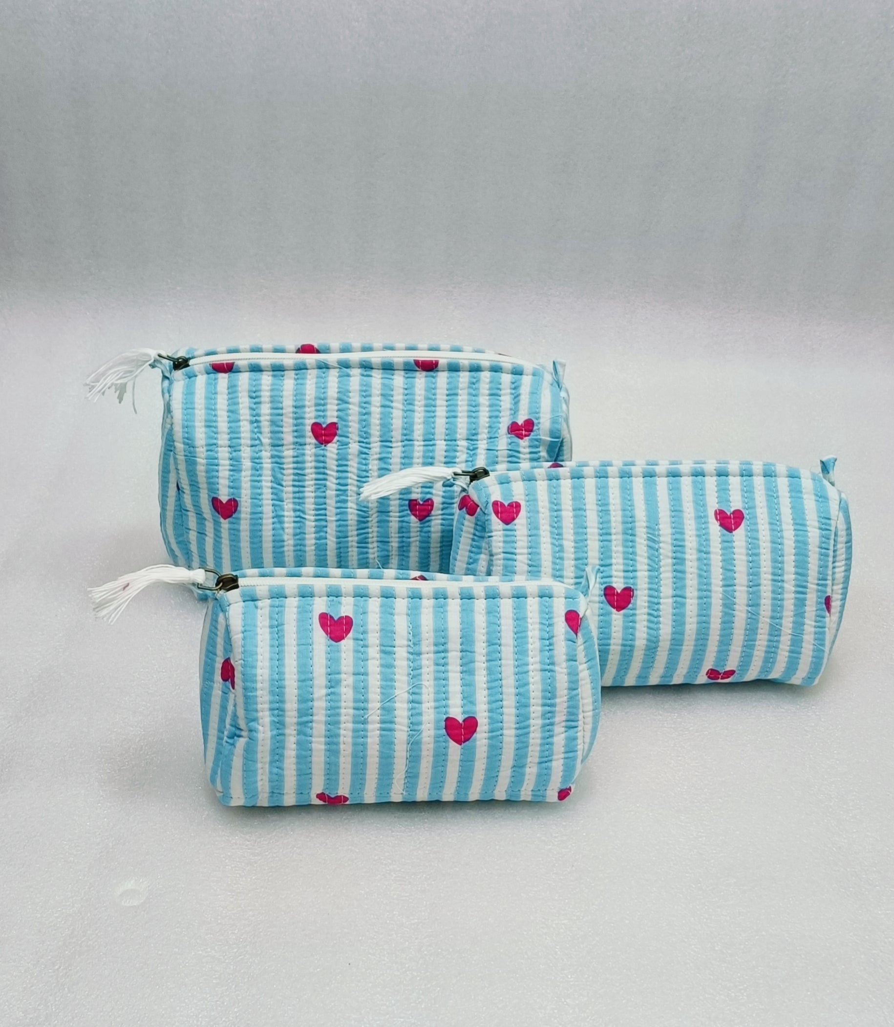 Set of 3 cosmetic bag/pouches with waterproof lining