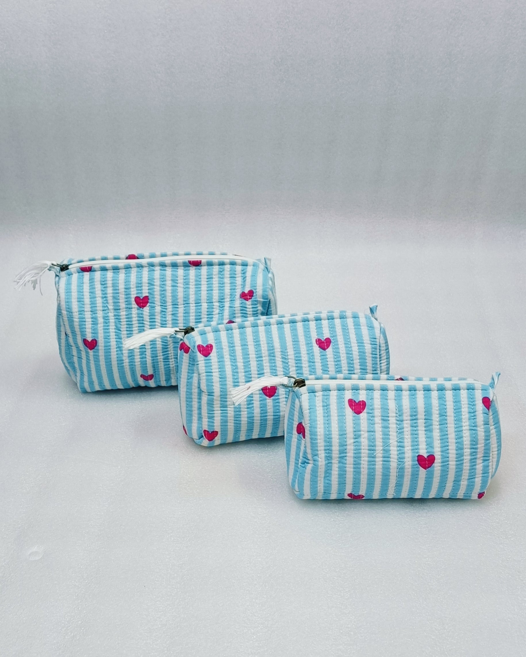 Set of 3 cosmetic bag/pouches with waterproof lining