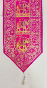 Diwali Gift Box with Banarasi Zari Table Runner, Set Of 6 Mats, 6 coaster & 2 laddoo candles