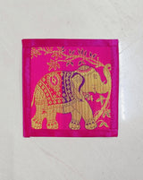 Diwali Gift Box with Banarasi Zari Table Runner, Set Of 6 Mats, 6 coaster & 2 laddoo candles