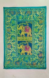 Diwali Gift Box with Banarasi Zari Table Runner, Set Of 6 Mats, 6 coaster & 2 laddoo candles
