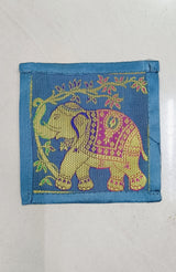 Diwali Gift Box with Banarasi Zari Table Runner, Set Of 6 Mats, 6 coaster & 2 laddoo candles