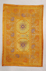 Diwali Gift Box with Banarasi Zari Table Runner, Set Of 6 Mats, 6 coaster & 2 laddoo candles