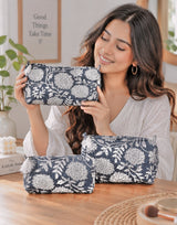 Set of 3 cosmetic bag/pouches with waterproof lining