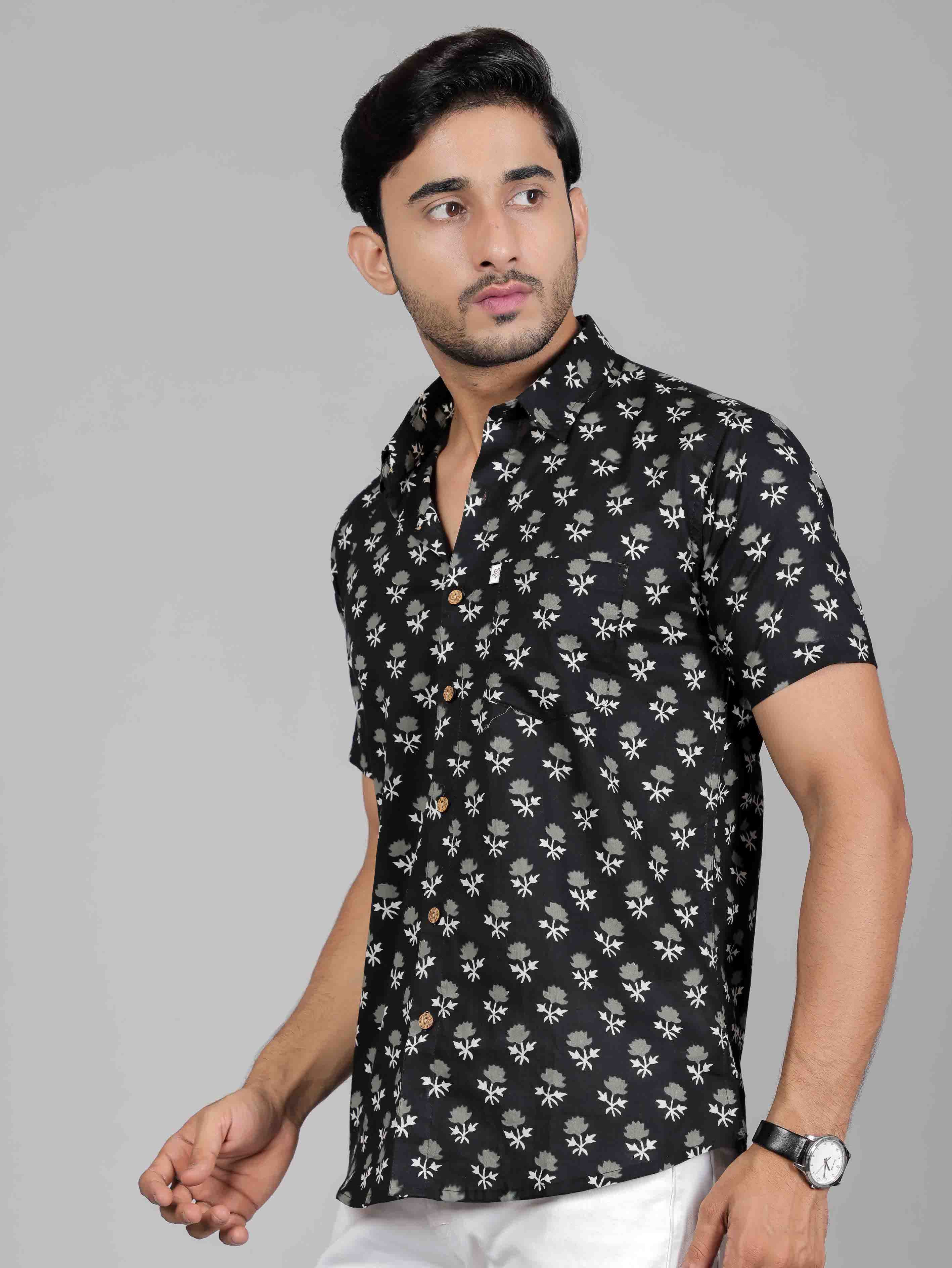 Men by House of Gulab Short Sleeves Cotton Shirt