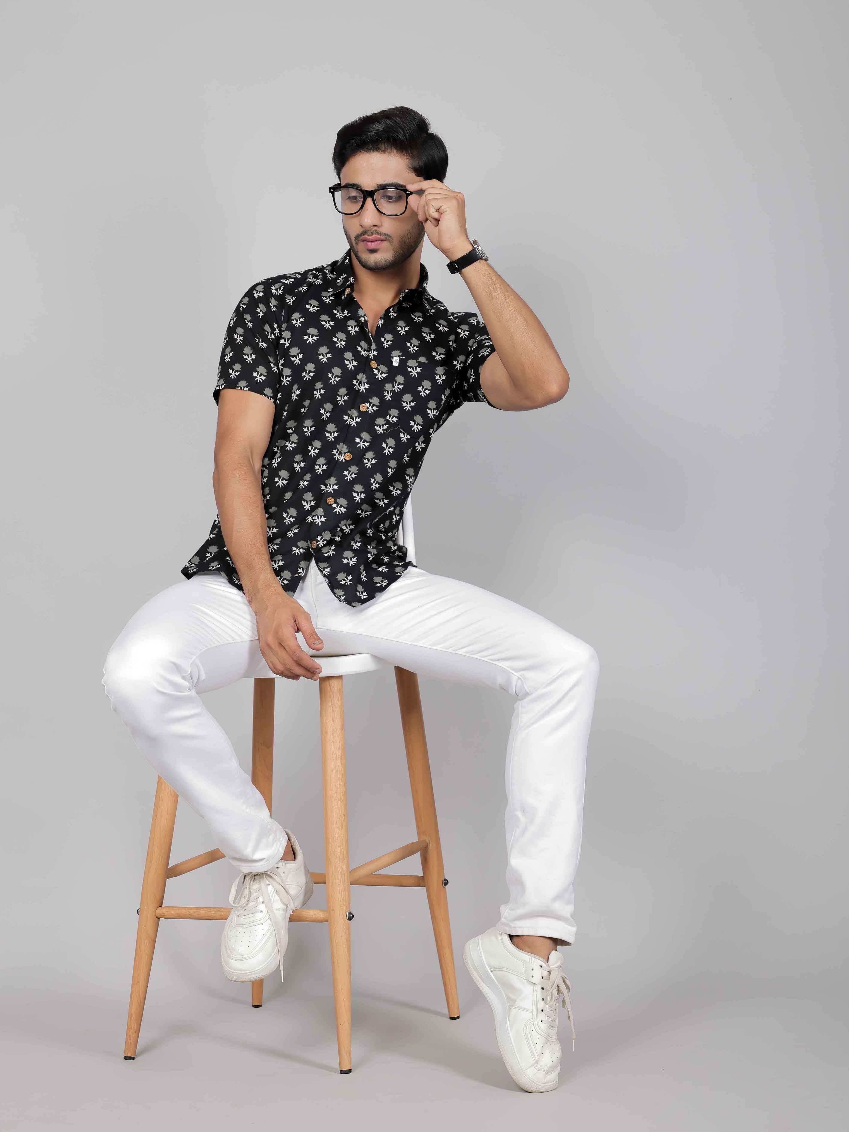 Men by House of Gulab Short Sleeves Cotton Shirt