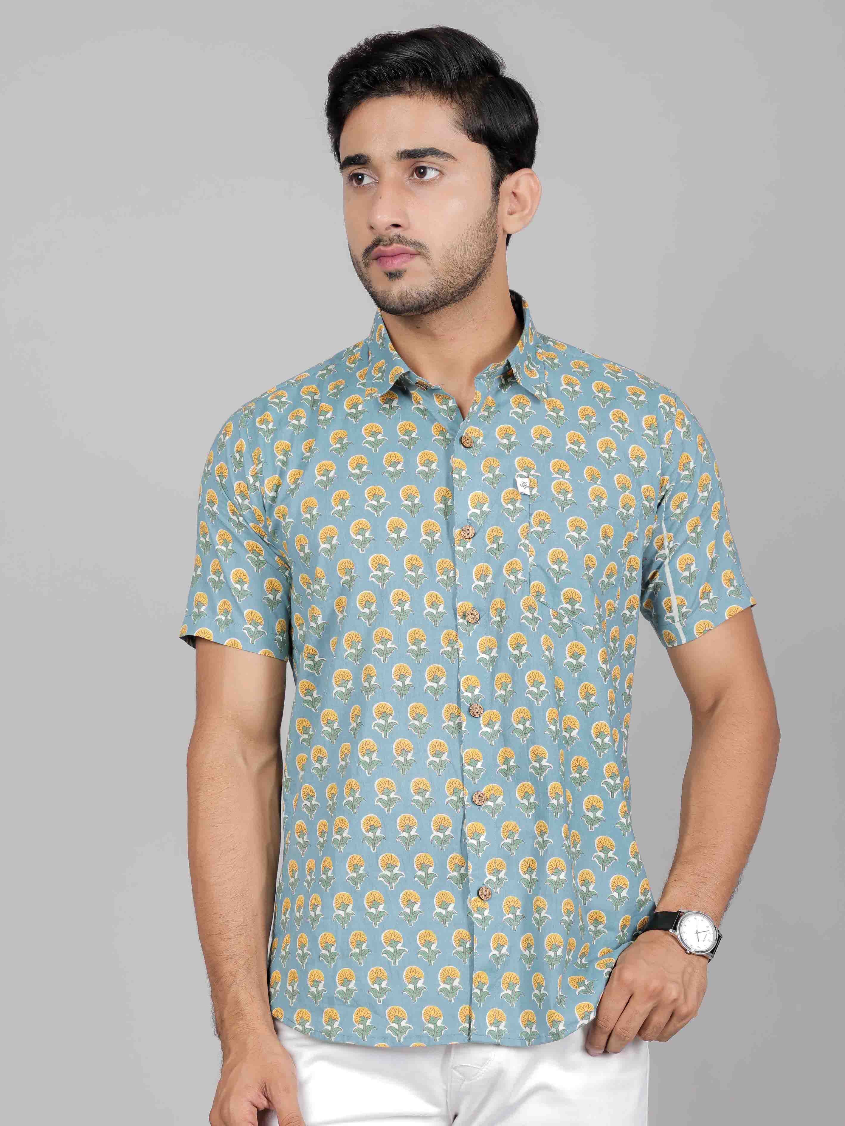 Men by House of Gulab Short Sleeves Cotton Shirt