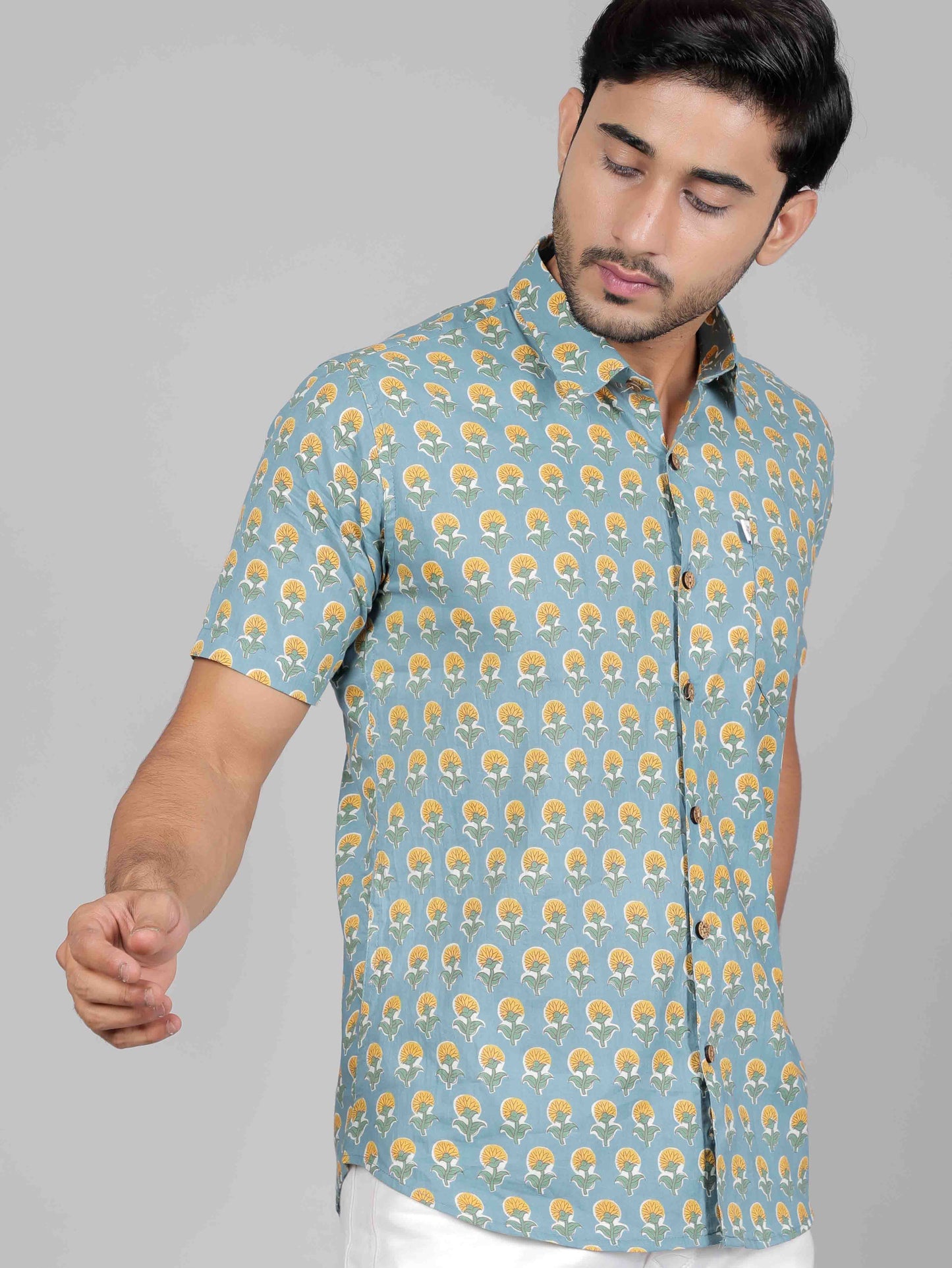 Men by House of Gulab Short Sleeves Cotton Shirt