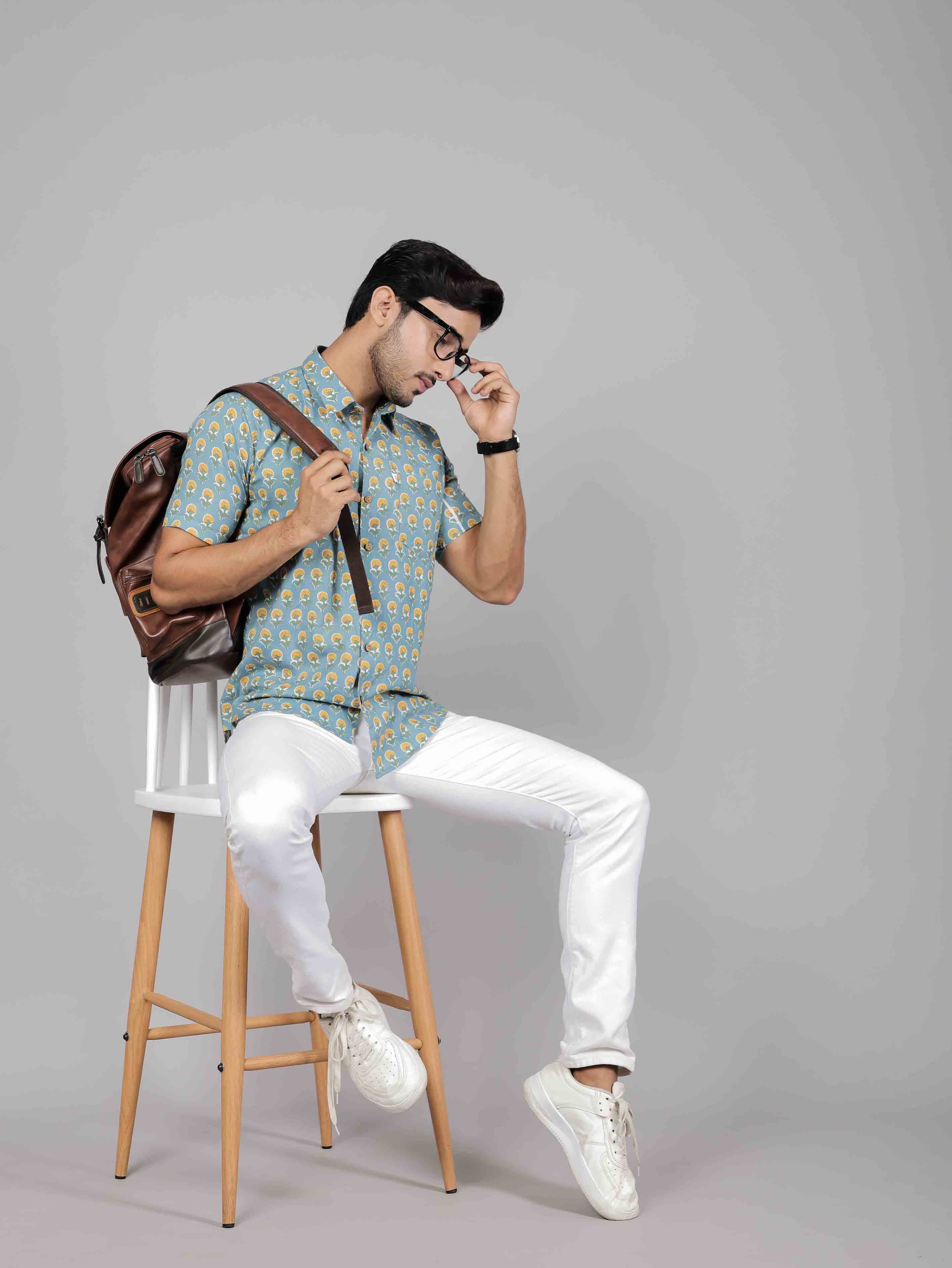 Men by House of Gulab Short Sleeves Cotton Shirt