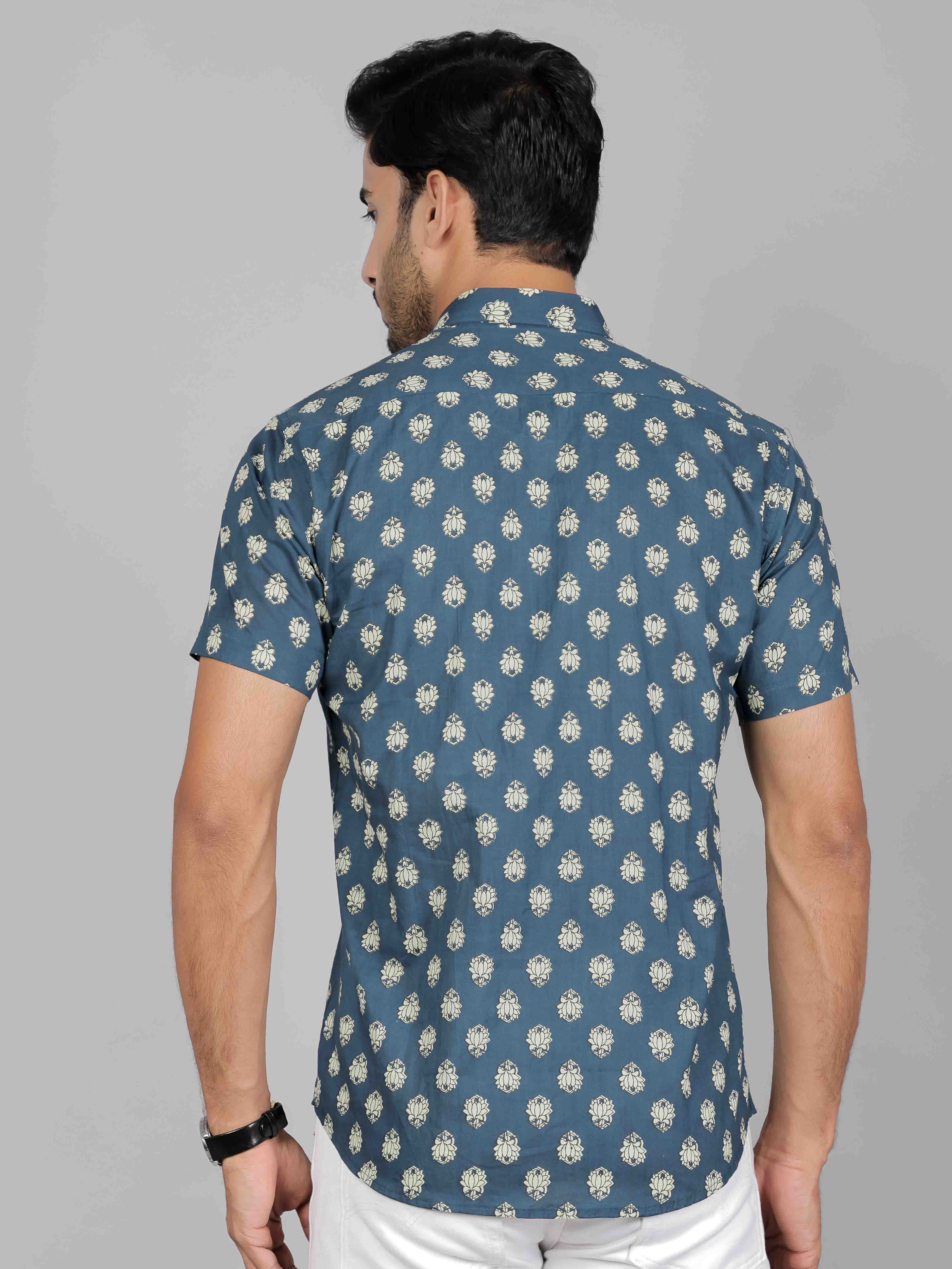 Men by House of Gulab Short Sleeves Cotton Shirt