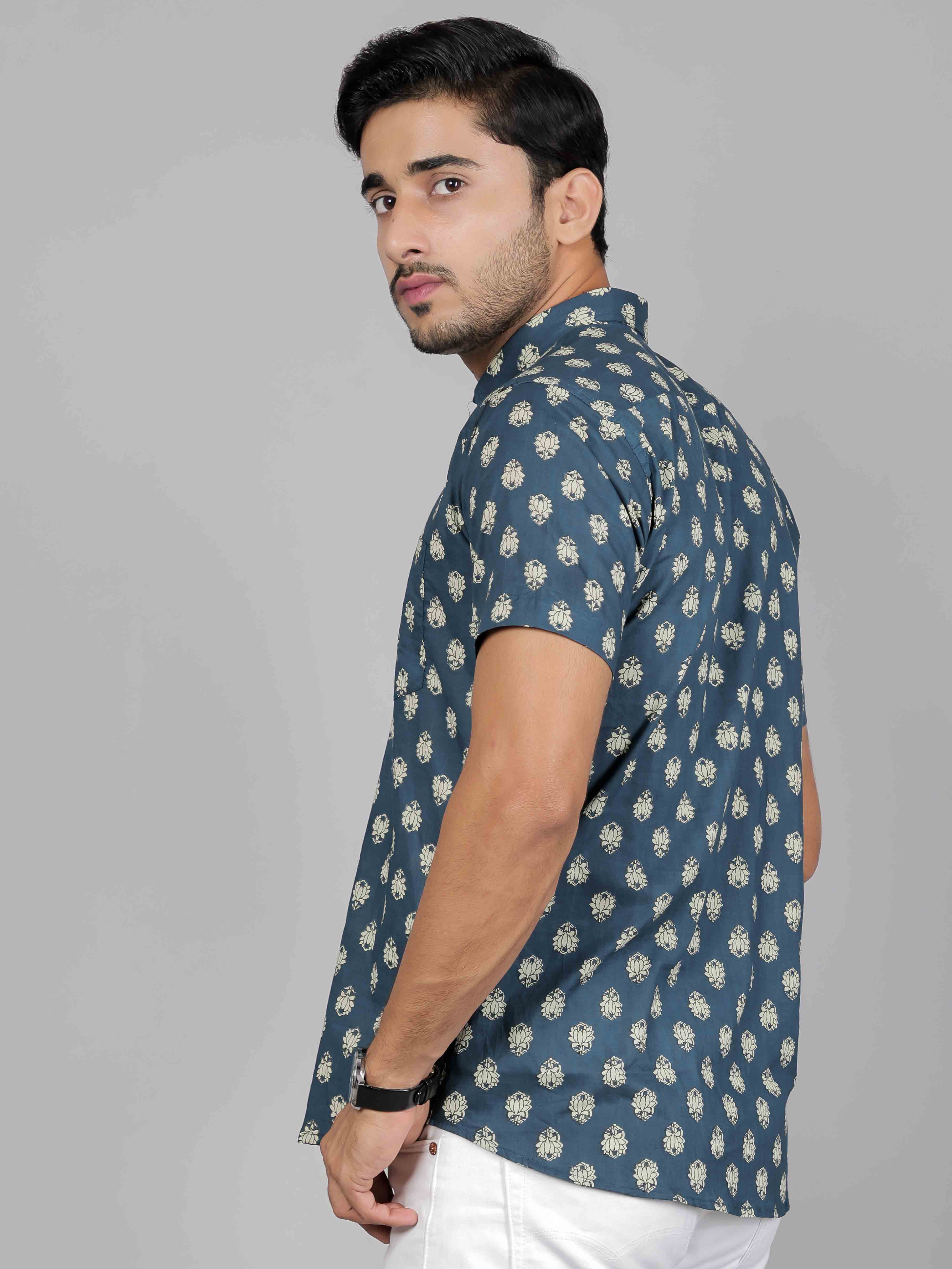 Men by House of Gulab Short Sleeves Cotton Shirt