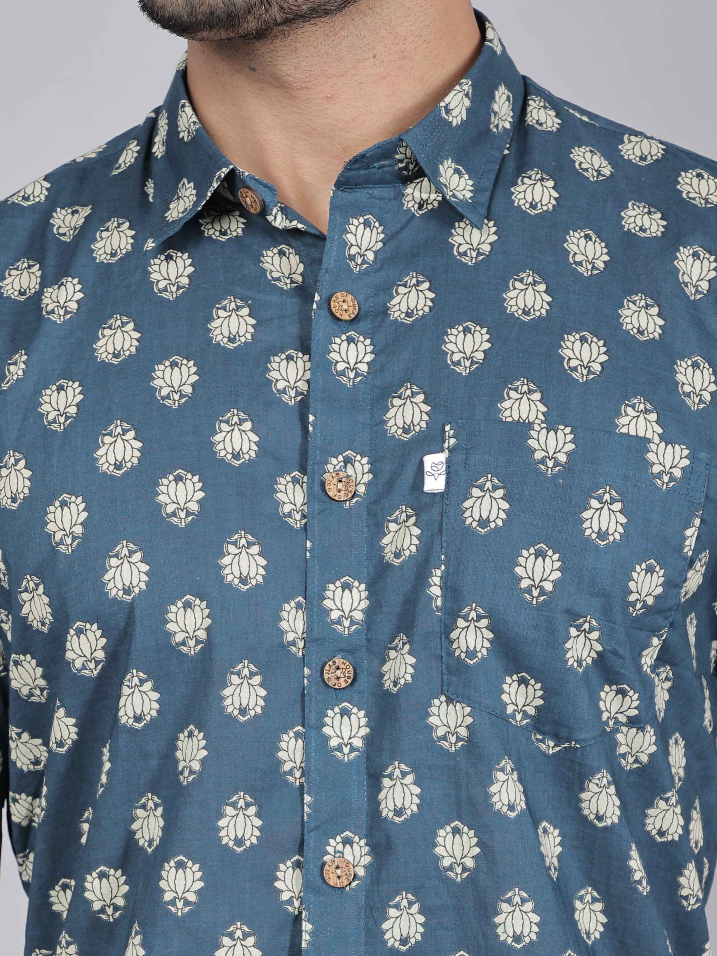 Men by House of Gulab Short Sleeves Cotton Shirt