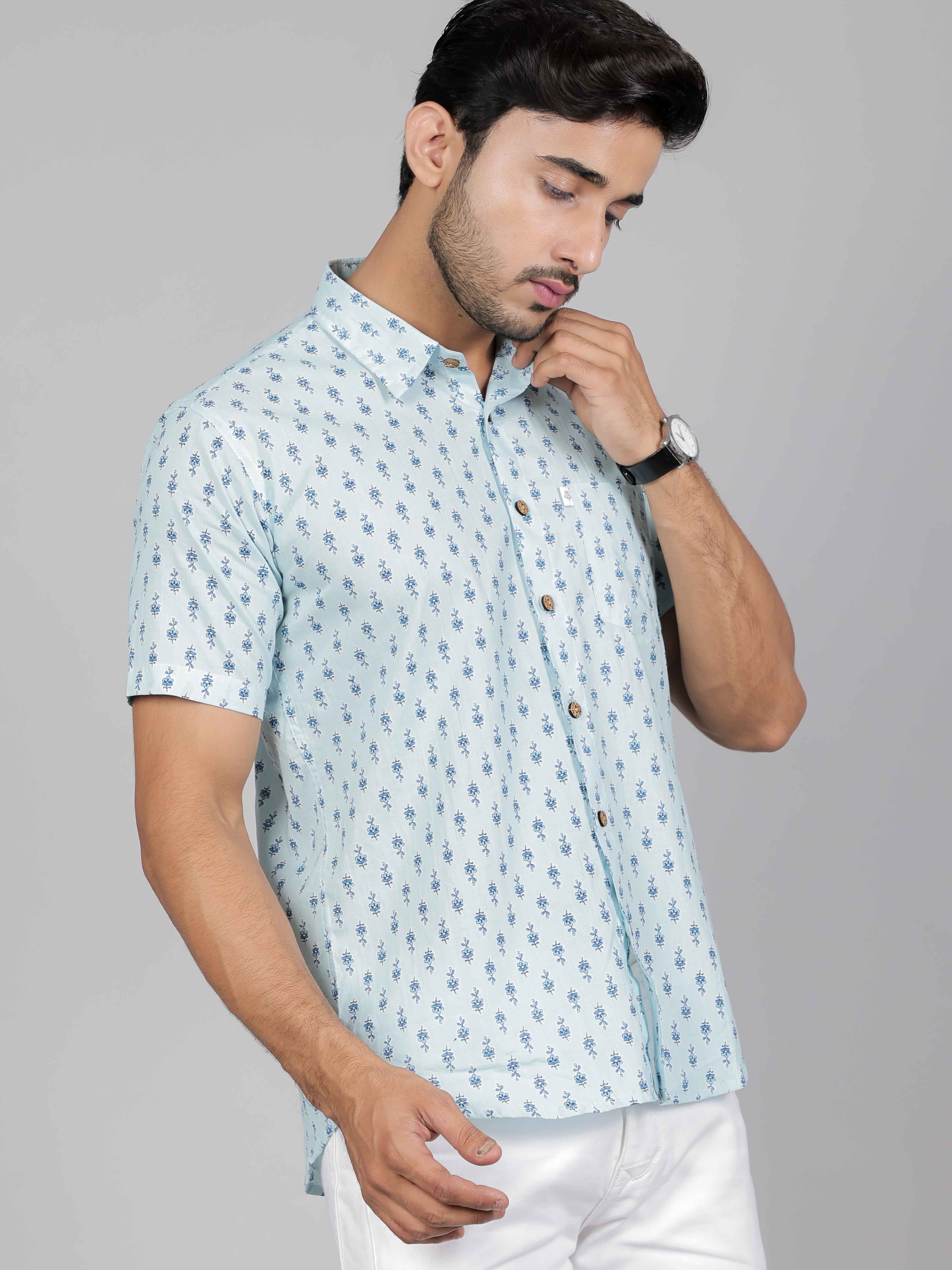 Men by House of Gulab Short Sleeves Cotton Shirt