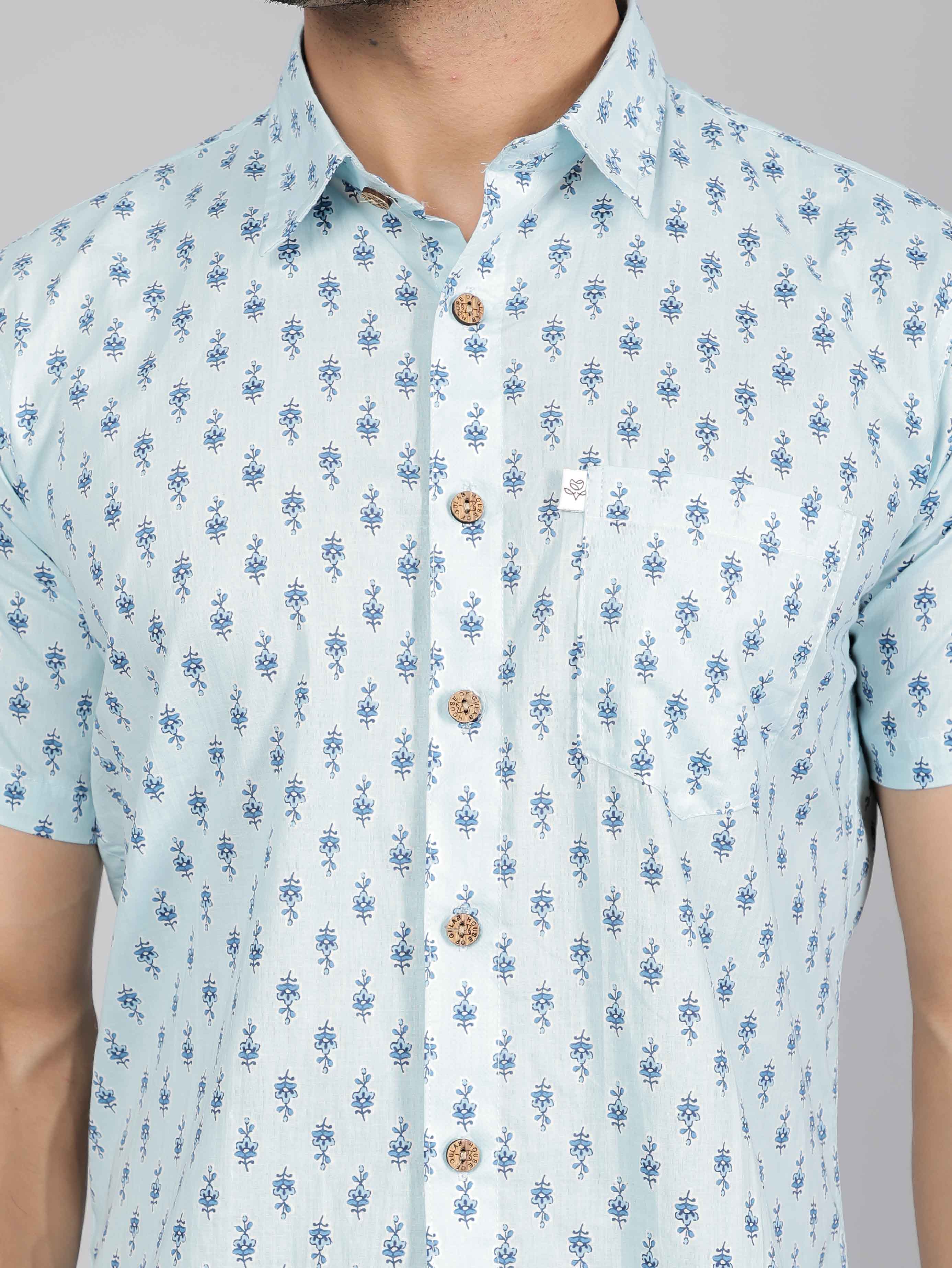 Men by House of Gulab Short Sleeves Cotton Shirt