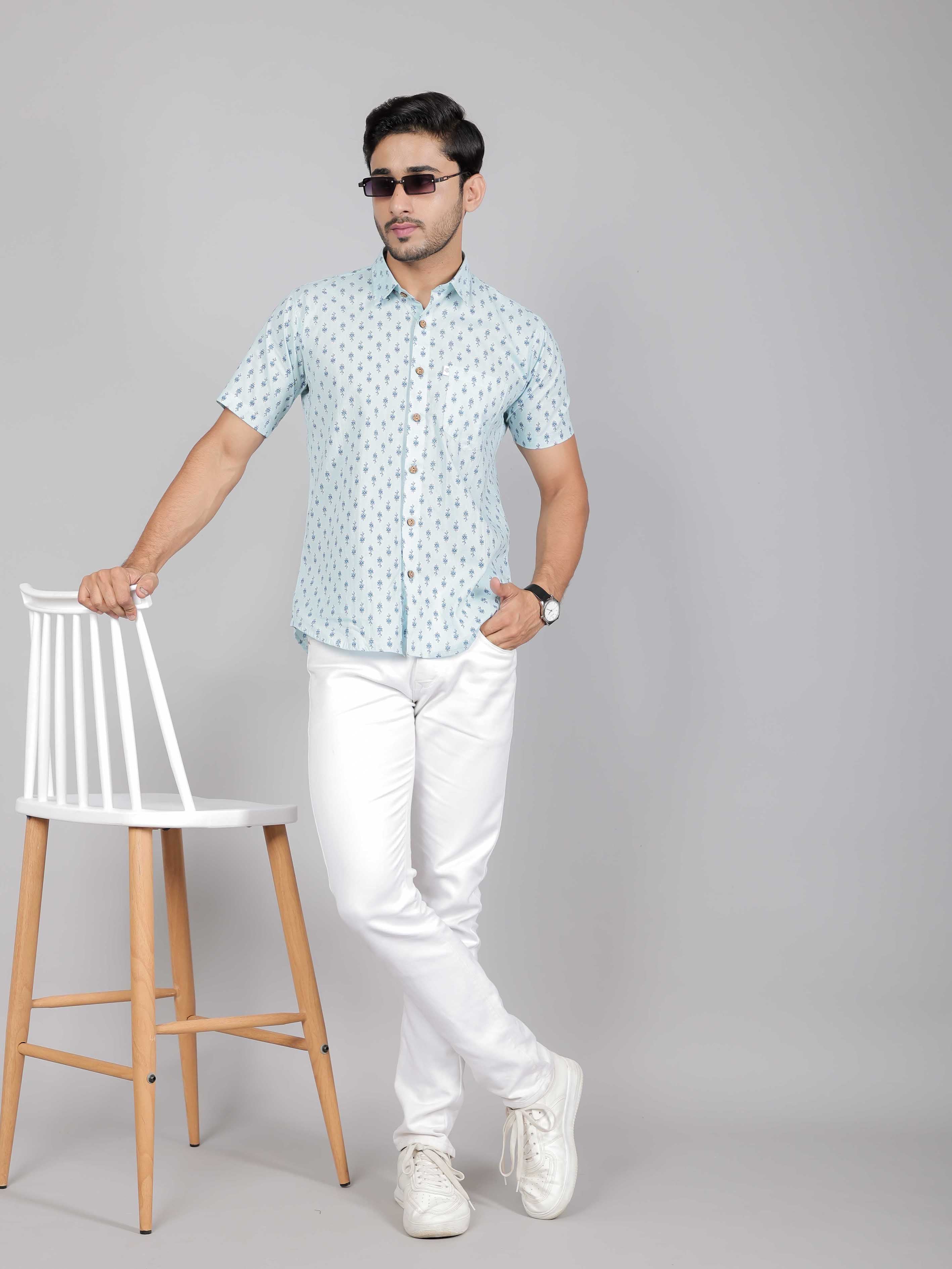Men by House of Gulab Short Sleeves Cotton Shirt