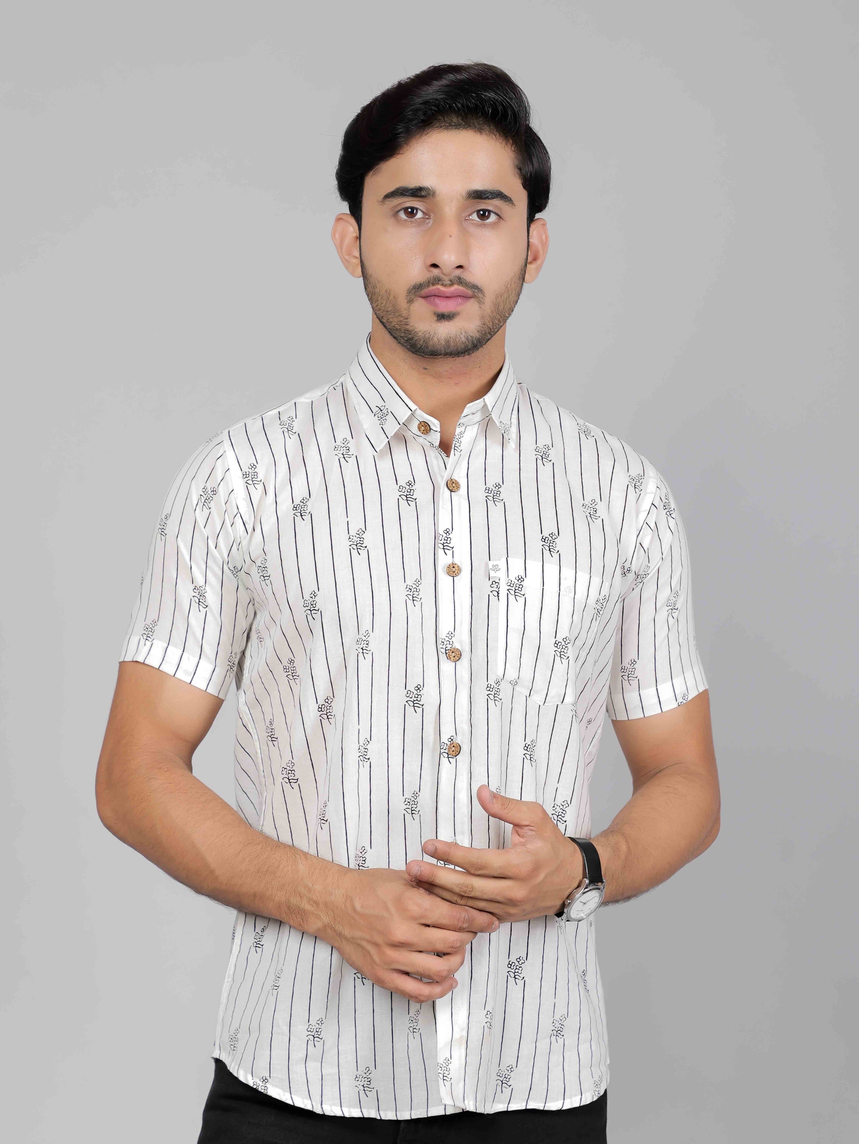 Men by House of Gulab Short Sleeves Cotton Shirt