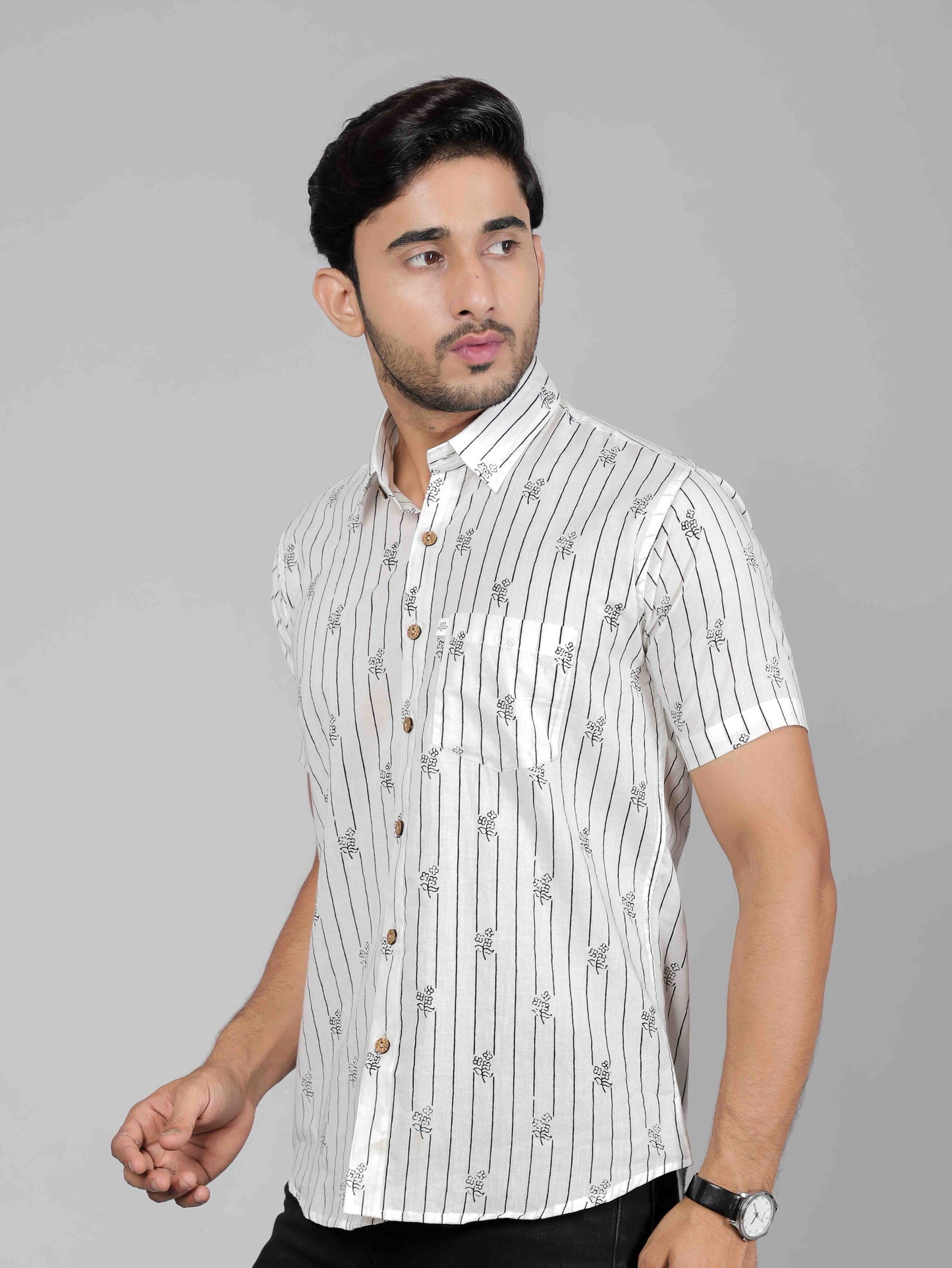 Men by House of Gulab Short Sleeves Cotton Shirt