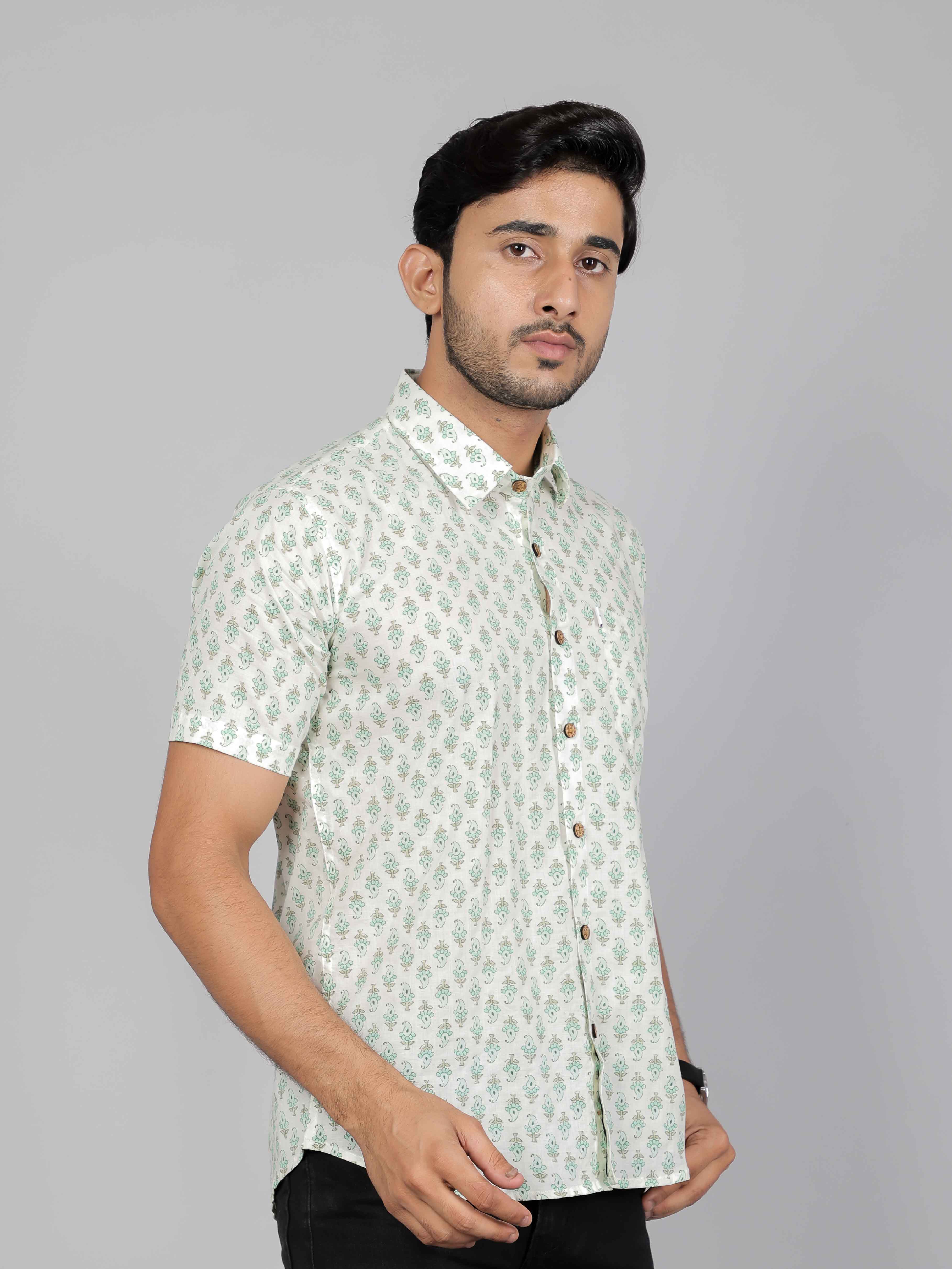 Men by House of Gulab Short Sleeves Cotton Shirt