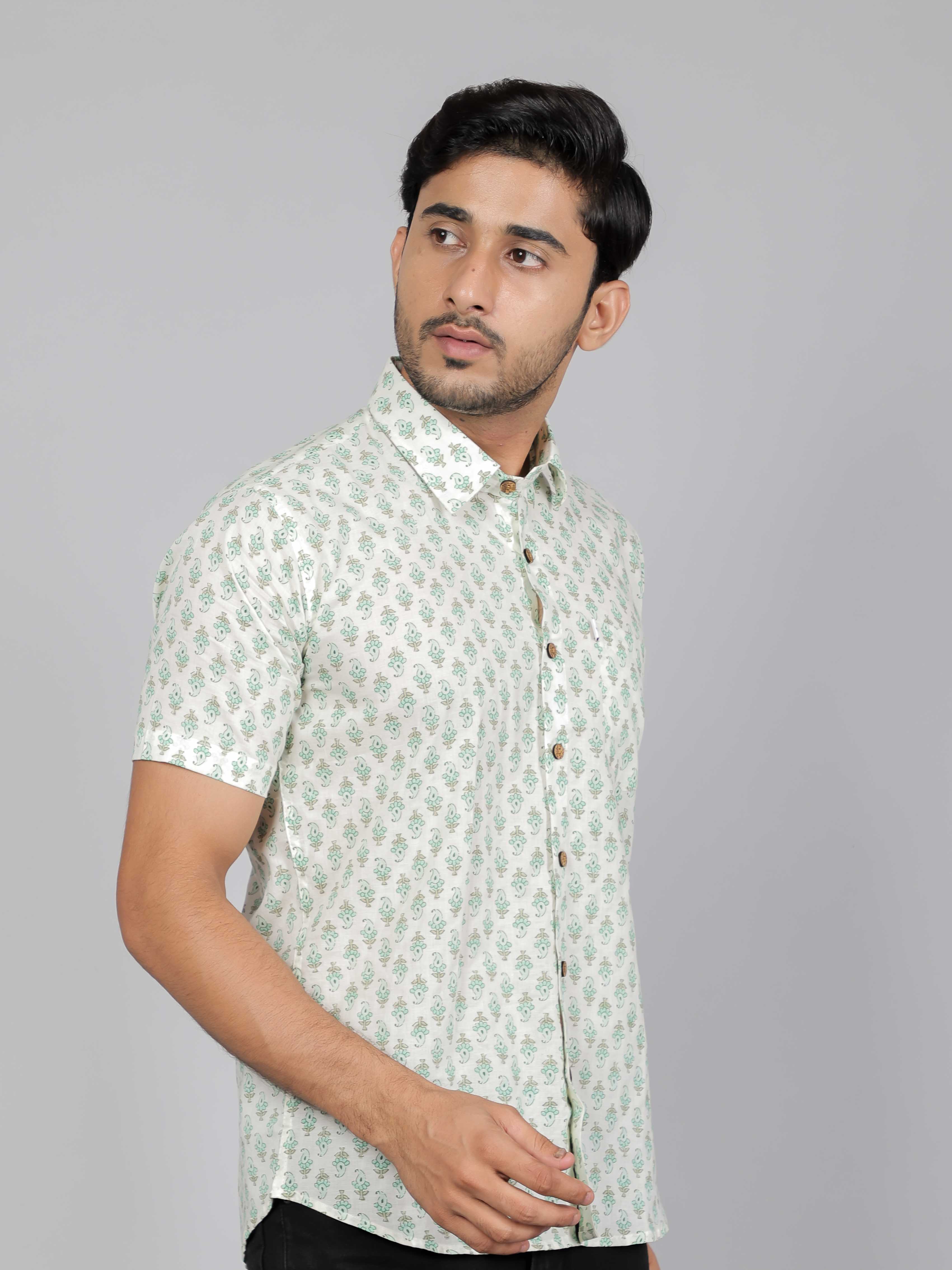Men by House of Gulab Short Sleeves Cotton Shirt